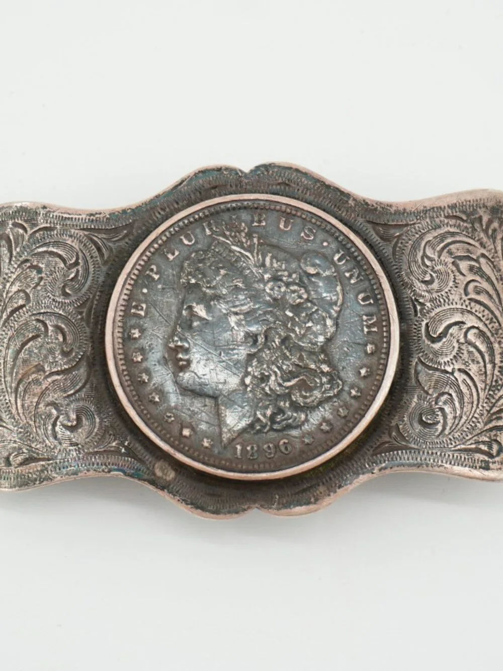 VTG Hand Made Sterling 1921 Morgan Silver Dollar Belt Buckle